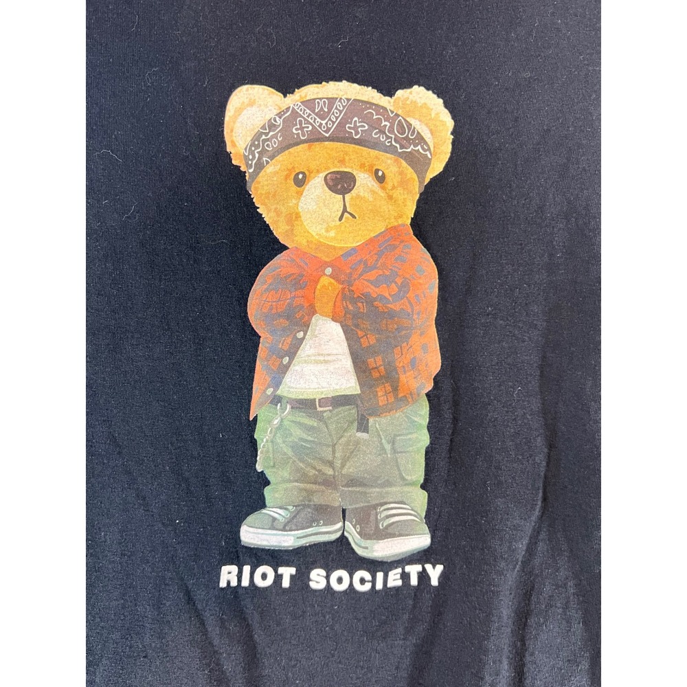 Riot Society Graphic Bear T Shirt Mens Medium Black Bandana Bear Streetwear